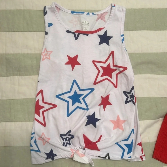 Patriotic set of tank top, Gymboree dress and H&M red seersucker romper size 6-7 - Picture 2 of 11